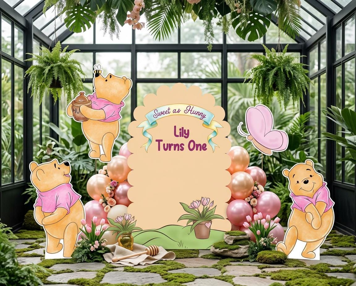 Pink Honey Bear Cutouts (Sweet as Hunny Arch), Baby Shower Decor, Backdrop, Baby Girl, Bear Props, 1st Birthday, Centerpieces