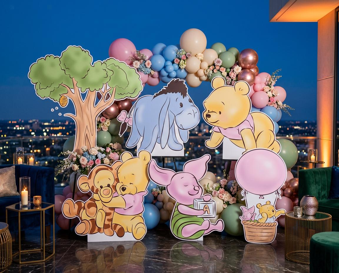 Pink Baby Winnie the Pooh Cutout Decoration, Girl Baby Shower Decor, Backdrop Decor, Baby Girl, Centerpieces, Girls Birthday, Classic Bear