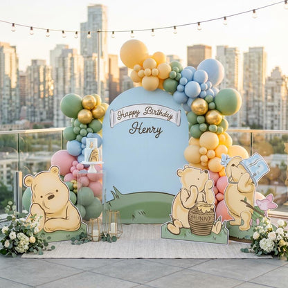 Classic Honey Bear Cutouts (Blue Arch & Three Bears), Baby Shower Decor, Backdrop, Baby Boy, Bear Props, 1st Birthday