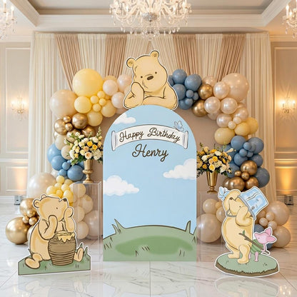 Classic Honey Bear Cutouts (Blue Arch & Three Bears), Baby Shower Decor, Backdrop, Baby Boy, Bear Props, 1st Birthday