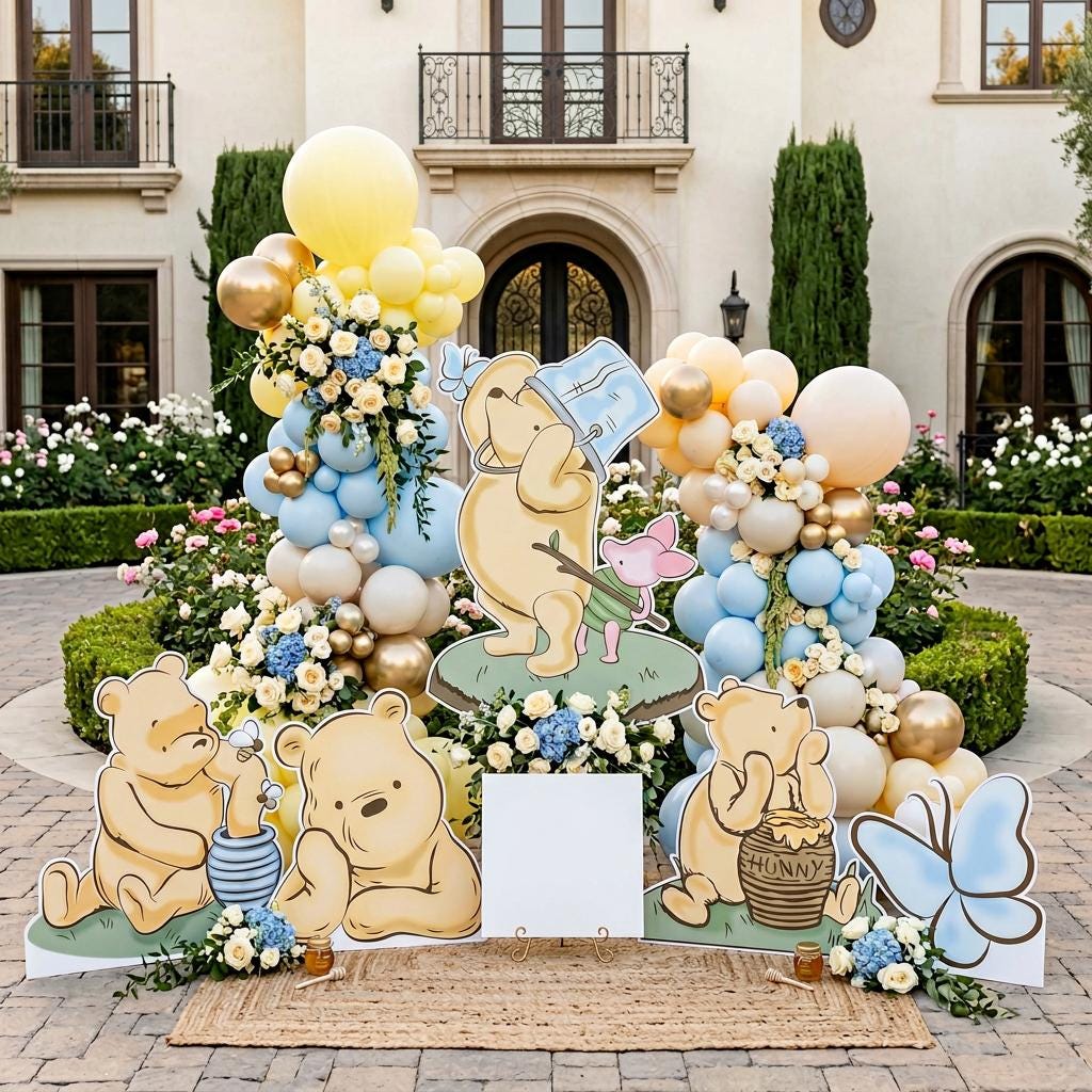 Classic Honey Bear Cutouts (Bears & Butterflies), Baby Shower Decor, Backdrop, Baby Boy, Bear Props, 1st Birthday
