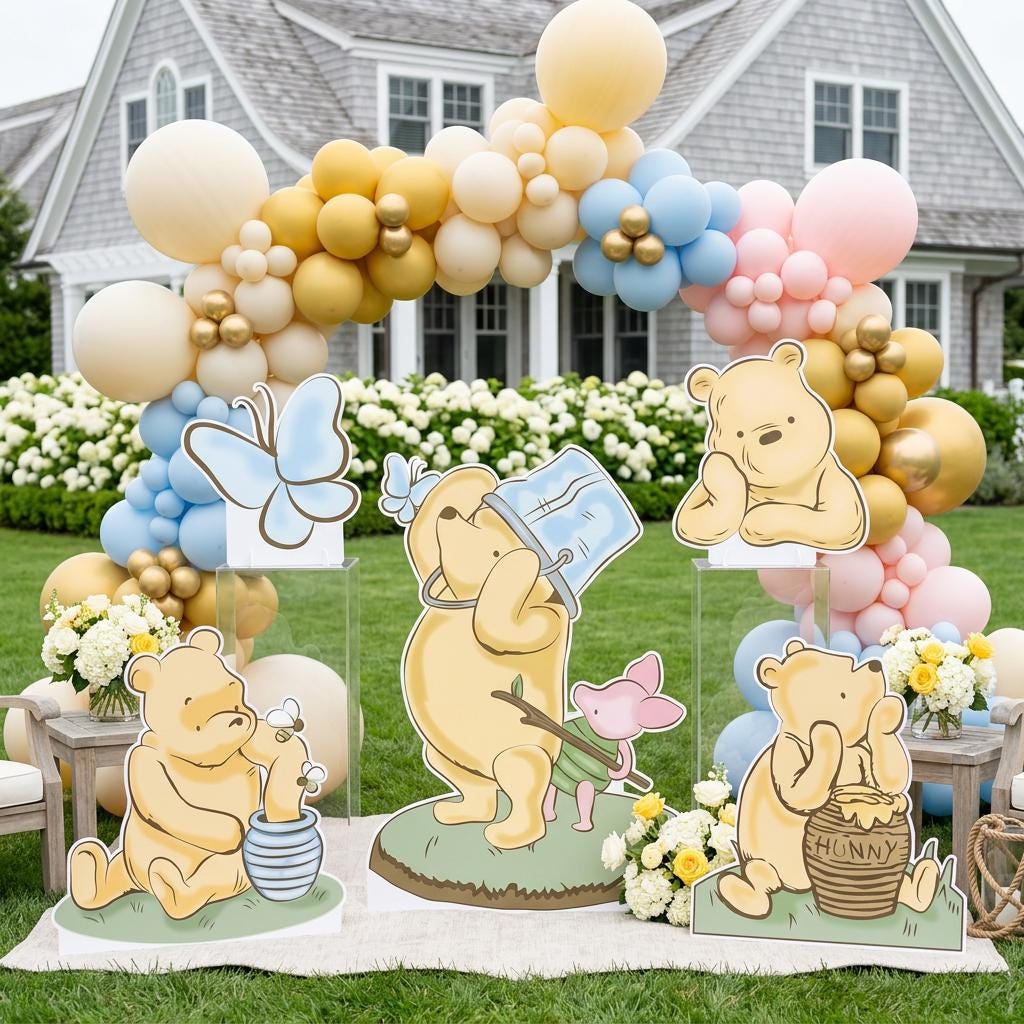Classic Honey Bear Cutouts — custom party decor, printed and cut to shape