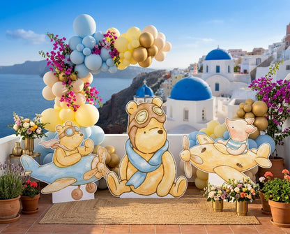 Classic Honey Bear SET of 3 Cutouts, Airplane, Boy Baby Shower Decor, Backdrop, Yard Sign, Aviator Bear, First Birthday, Classic Bear
