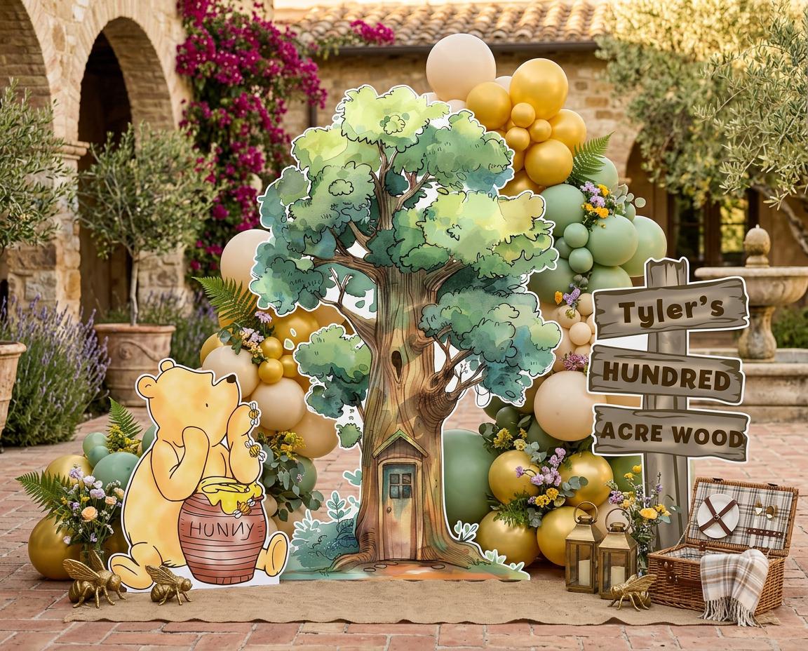 Classic Honey Bear Cutout Decoration (3-Piece Set with Wood Sign), Baby Shower Decor, Backdrop, Yard Sign, Honey Bear, Baby Birthday, Classic Bear, Gender Reveal