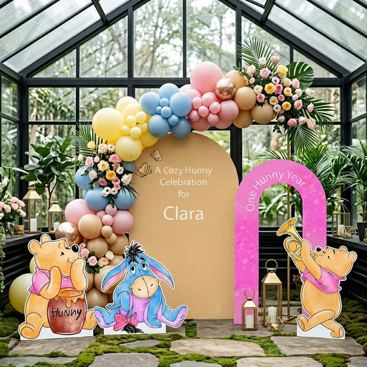 Pink Honey Bear Cutouts — custom party decor, printed and cut to shape