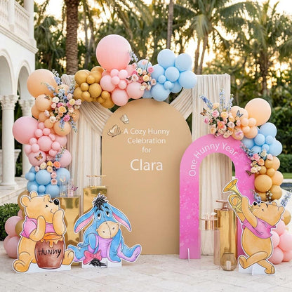 Pink Honey Bear Cutouts (Cozy Hunny Arch), Baby Shower Decor, Backdrop, Baby Girl, Bear Props, 1st Birthday, Centerpieces