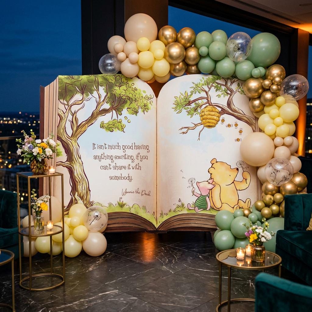 Classic Honey Bear Backdrop (Sharing Quote), Storybook Baby Shower, 1st Birthday Decor, Baby Announcement, Welcome Sign, New Baby