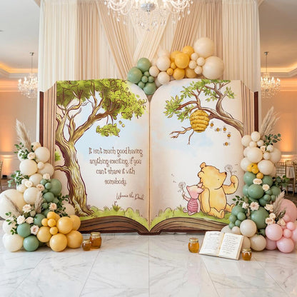 Classic Honey Bear Backdrop (Sharing Quote), Storybook Baby Shower, 1st Birthday Decor, Baby Announcement, Welcome Sign, New Baby