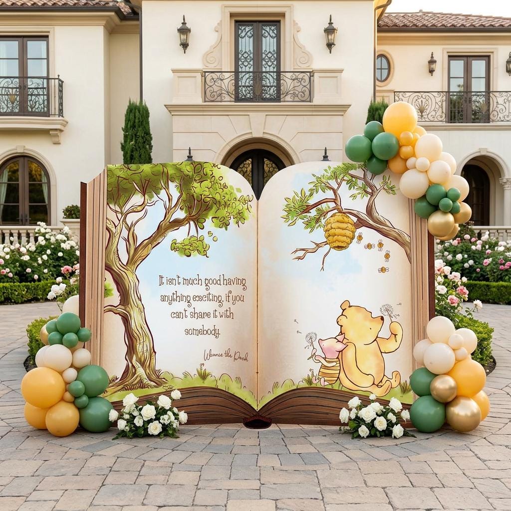 Classic Honey Bear Backdrop (Sharing Quote), Storybook Baby Shower, 1st Birthday Decor, Baby Announcement, Welcome Sign, New Baby