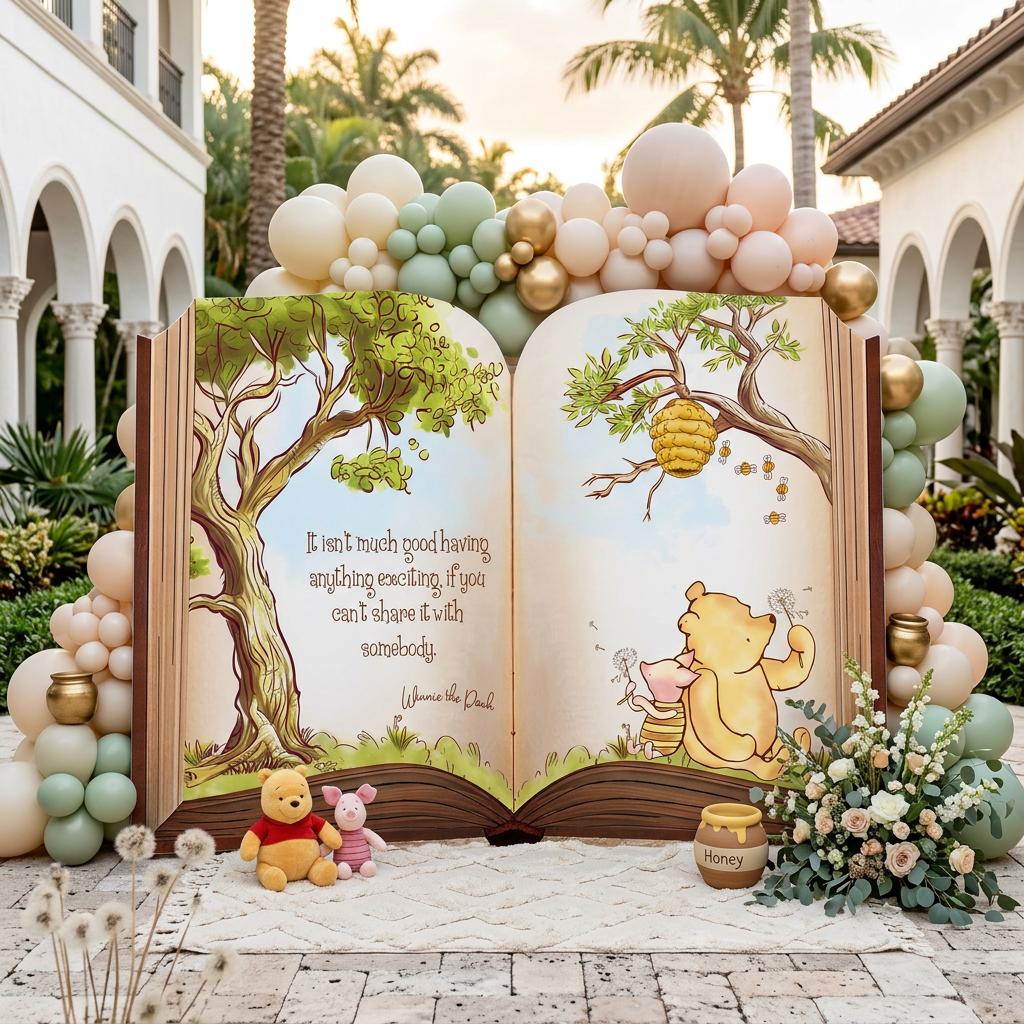 Classic Honey Bear Backdrop (Sharing Quote), Storybook Baby Shower, 1st Birthday Decor, Baby Announcement, Welcome Sign, New Baby