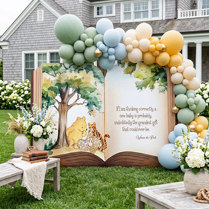 Classic Honey Bear Backdrop (Thinking Quote), Storybook Baby Shower, 1st Birthday Decor, Baby Announcement, Welcome Sign, New Baby
