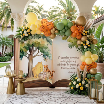 Classic Honey Bear Backdrop (Thinking Quote), Storybook Baby Shower, 1st Birthday Decor, Baby Announcement, Welcome Sign, New Baby