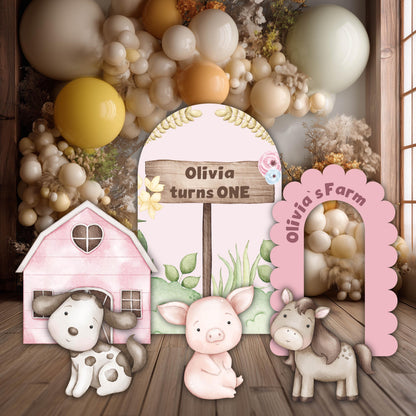 Pink Farm Animals Cutouts, Ranch Animals, Barnyard Props, Personalized Baby Shower, Centerpieces, First Birthday
