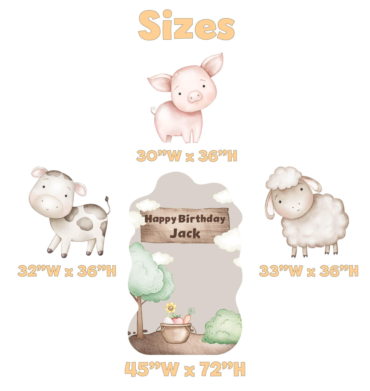 Farm Animals Cutouts, Ranch Animals, Barnyard Props, Personalized Baby Shower, Centerpieces, First Birthday Decor