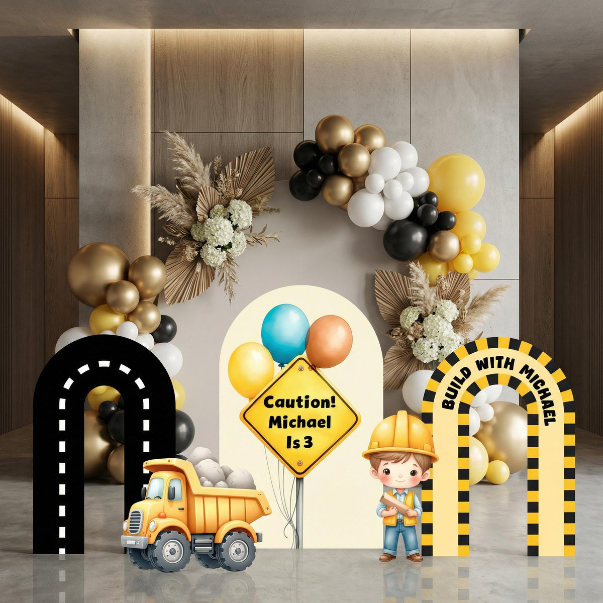 Construction Party Cutouts — custom party decor, printed and cut to shape