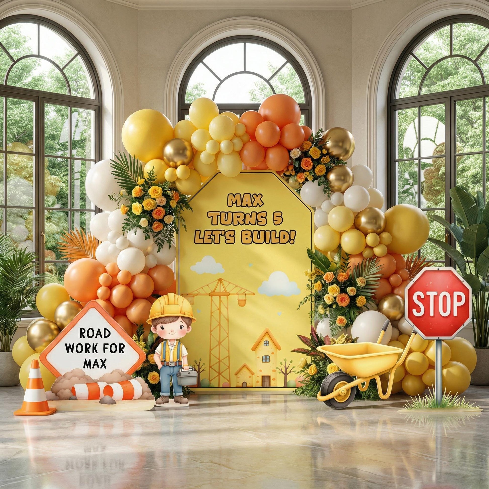 Construction Party Cutouts (Yellow Site Sign), Baby Shower, Vehicles Props, Boys 1st Birthday Decor, Construction Party Signs, Cars Centerpieces