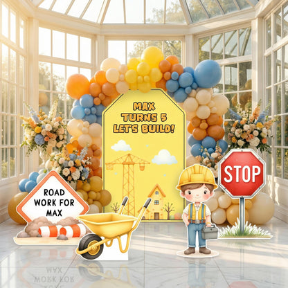 Construction Party Cutouts — custom party decor, printed and cut to shape