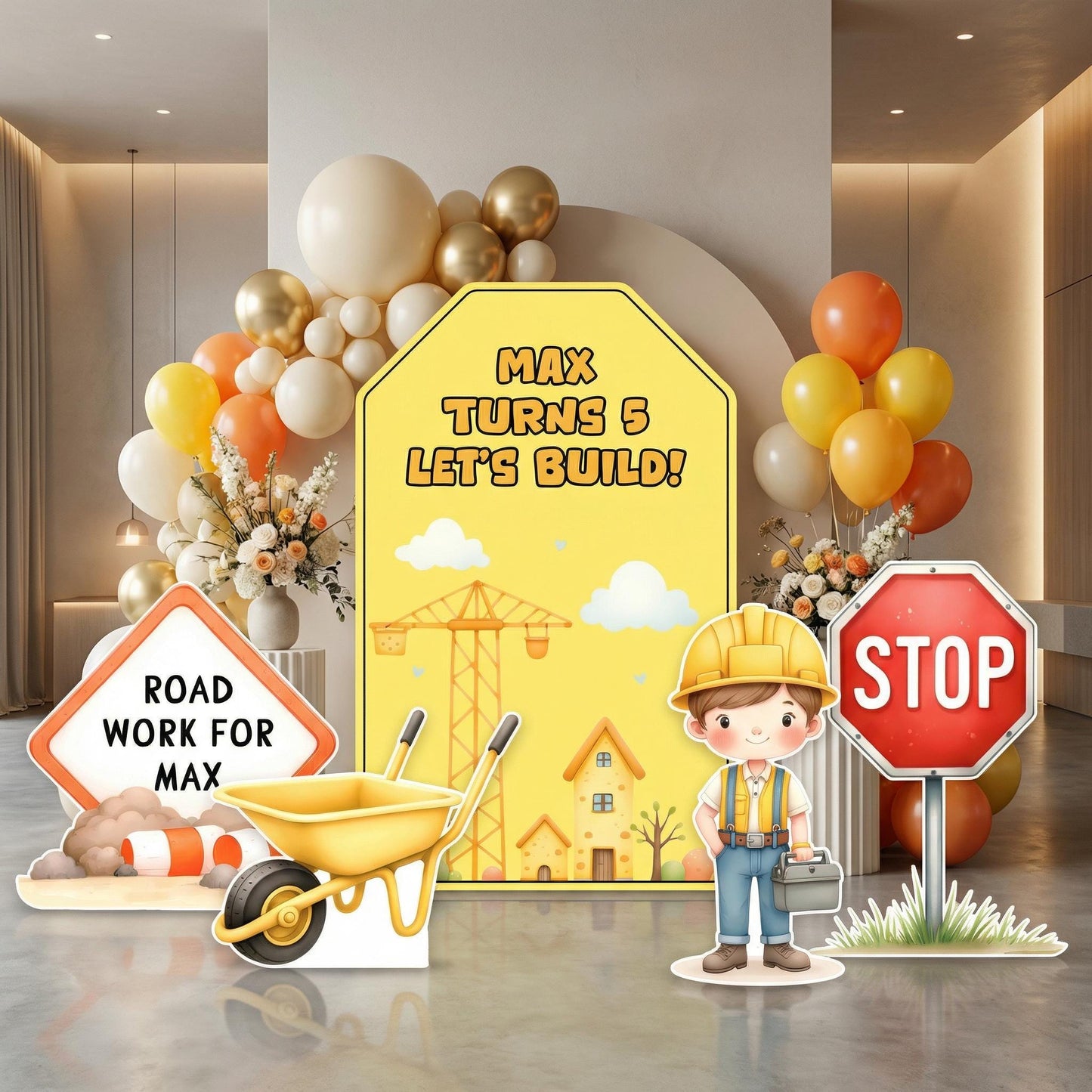 Construction Party Cutouts (Yellow Site Sign), Baby Shower, Vehicles Props, Boys 1st Birthday Decor, Construction Party Signs, Cars Centerpieces