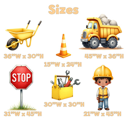 Construction Party Cutouts (Truck & Tools), Baby Shower, Vehicles Props, Boys 1st Birthday Decor, Construction Party Signs, Cars Centerpieces