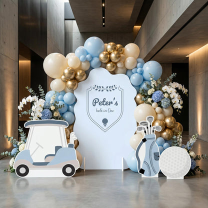 Hole in One Birthday Cutouts (Crest Arch), Blue Golf Party Decor, Golf Baby Shower, 1st Birthday, Props, Sign