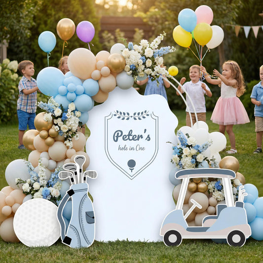 Hole in One Birthday Cutouts — custom party decor, printed and cut to shape