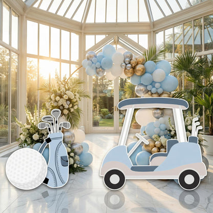 Hole in One Birthday Cutouts, Blue Golf Party Decor, Golf Baby Shower, 1st Birthday, Props, Sign, Golf Cart