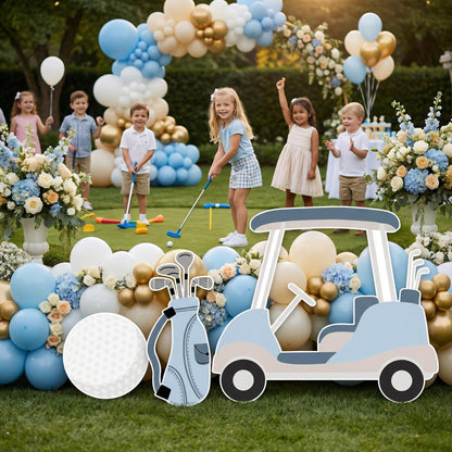 Hole in One Birthday Cutouts, Blue Golf Party Decor, Golf Baby Shower, 1st Birthday, Props, Sign, Golf Cart