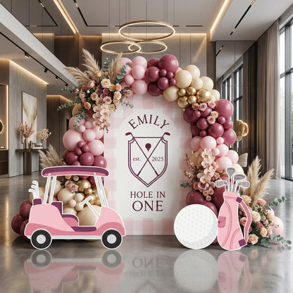 Hole in One Birthday Cutouts, Pink Golf Party Decor, Golf Baby Shower, 1st Birthday, Props, Signs, Golf Cart