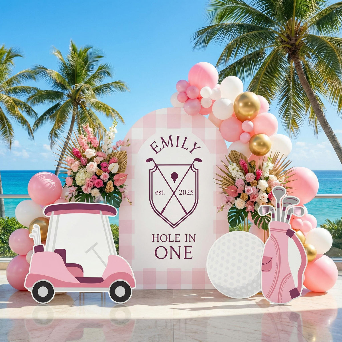 Hole in One Birthday Cutouts — custom party decor, printed and cut to shape