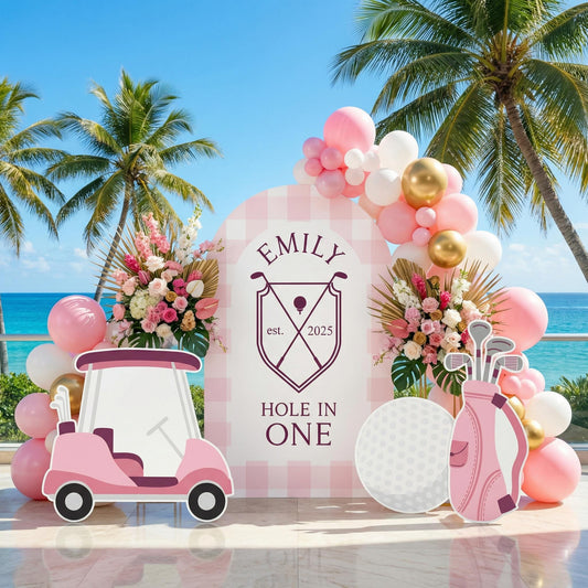 Hole in One Birthday Cutouts — custom party decor, printed and cut to shape