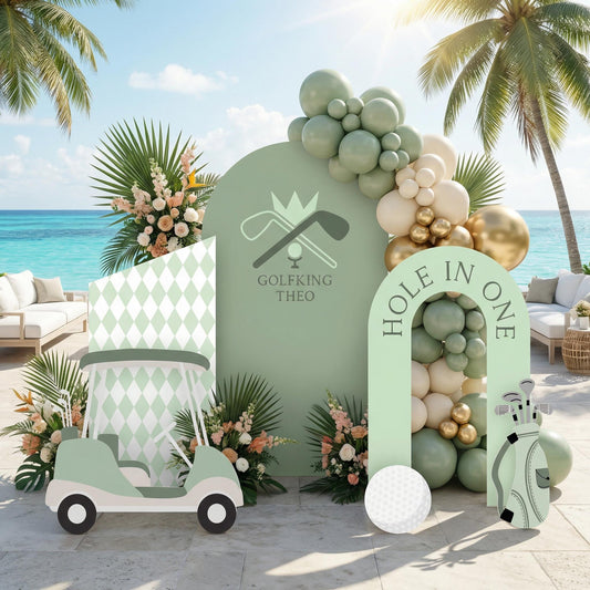 Hole in One Birthday Cutouts — custom party decor, printed and cut to shape
