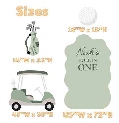 Hole in One Birthday Cutouts, Green Golf Party Decor, Golf Baby Shower, 1st Birthday, Props, Signs, Golf Cart