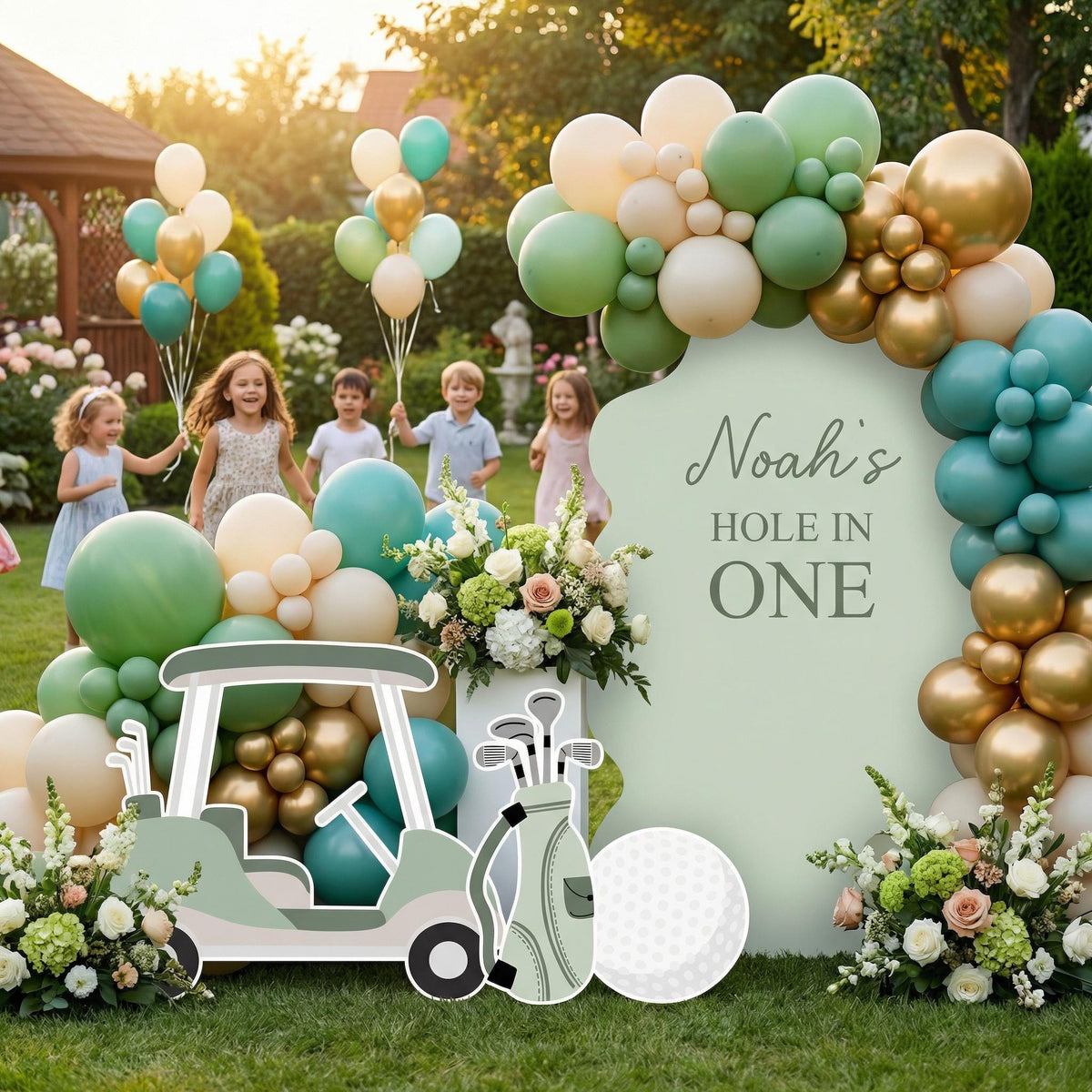Hole in One Birthday Cutouts, Green Golf Party Decor, Golf Baby Shower, 1st Birthday, Props, Signs, Golf Cart
