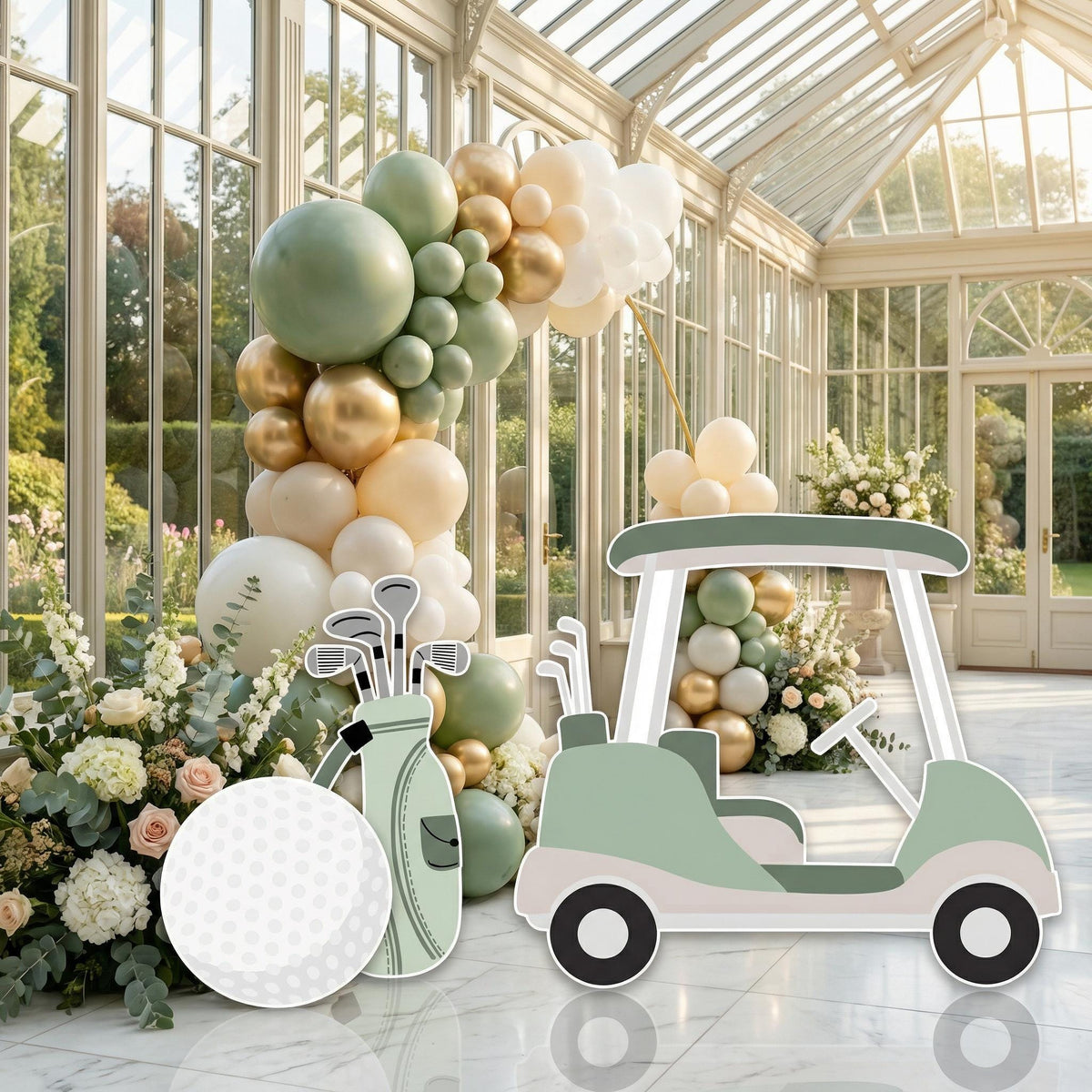 Hole in One Birthday Cutouts, Green Golf Party Decor, Golf Baby Shower, 1st Birthday, Props, Sign, Golf Cart