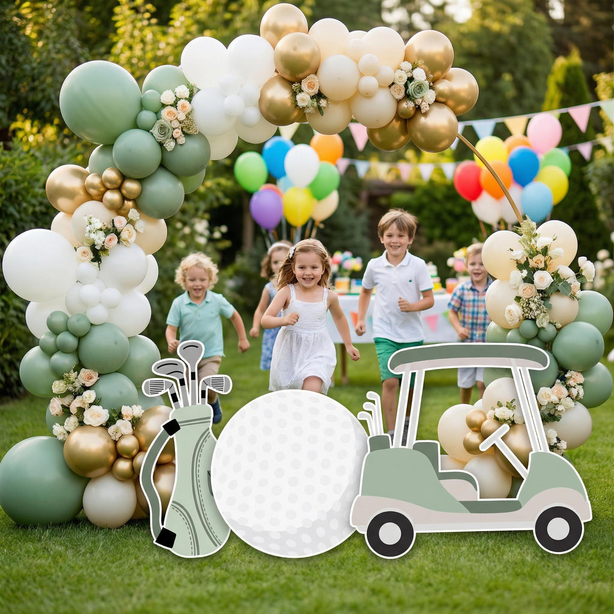 Hole in One Birthday Cutouts — custom party decor, printed and cut to shape
