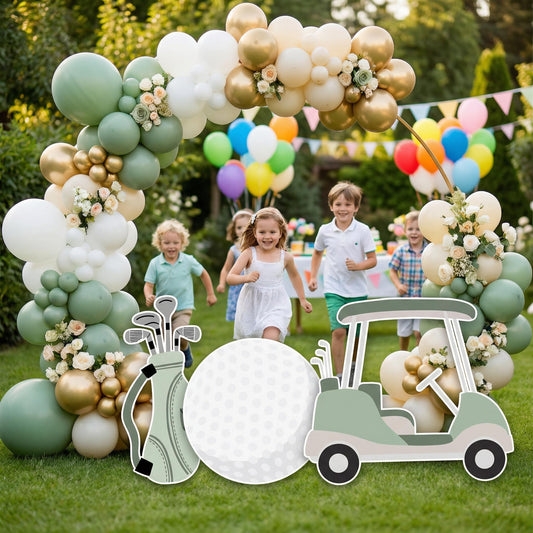 Hole in One Birthday Cutouts — custom party decor, printed and cut to shape