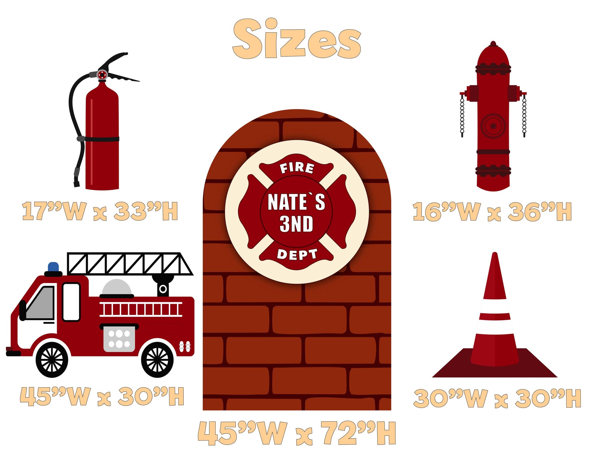 Firefighter Cutouts (Brick Badge Arch), Backdrop, Yard Sign, Firefighter Theme Party, Centerpieces, Kids Even Decor, Fire Truck Props, Fire Station