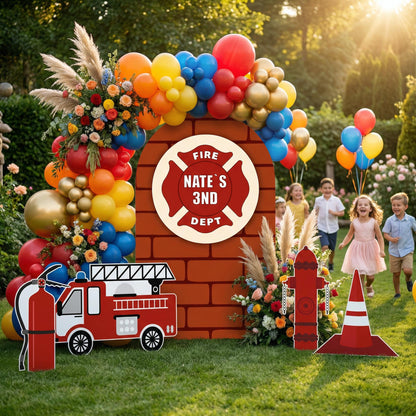 Firefighter Cutouts — custom party decor, printed and cut to shape