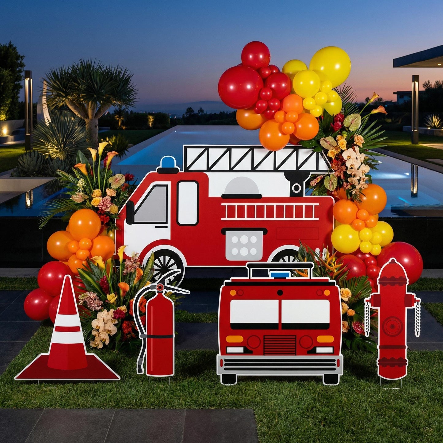 Firefighter Cutouts, Set 5, Yard Sign, Firefighter Theme Party, Centerpieces, Kids Even Decor, Fire Truck Props, Fire Station