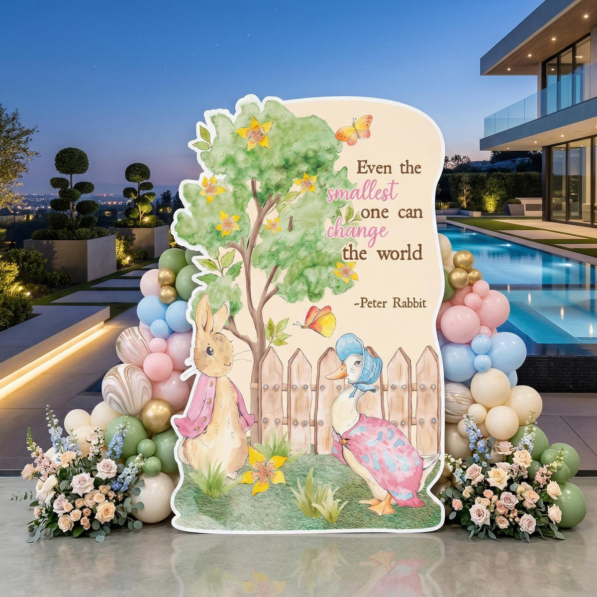 Pink Garden Bunny Cutouts (Garden Fence Arch), Bunny Baby Shower, Newborn Backdrop, Easter Bunny, Standee, Girls 1st Birthday