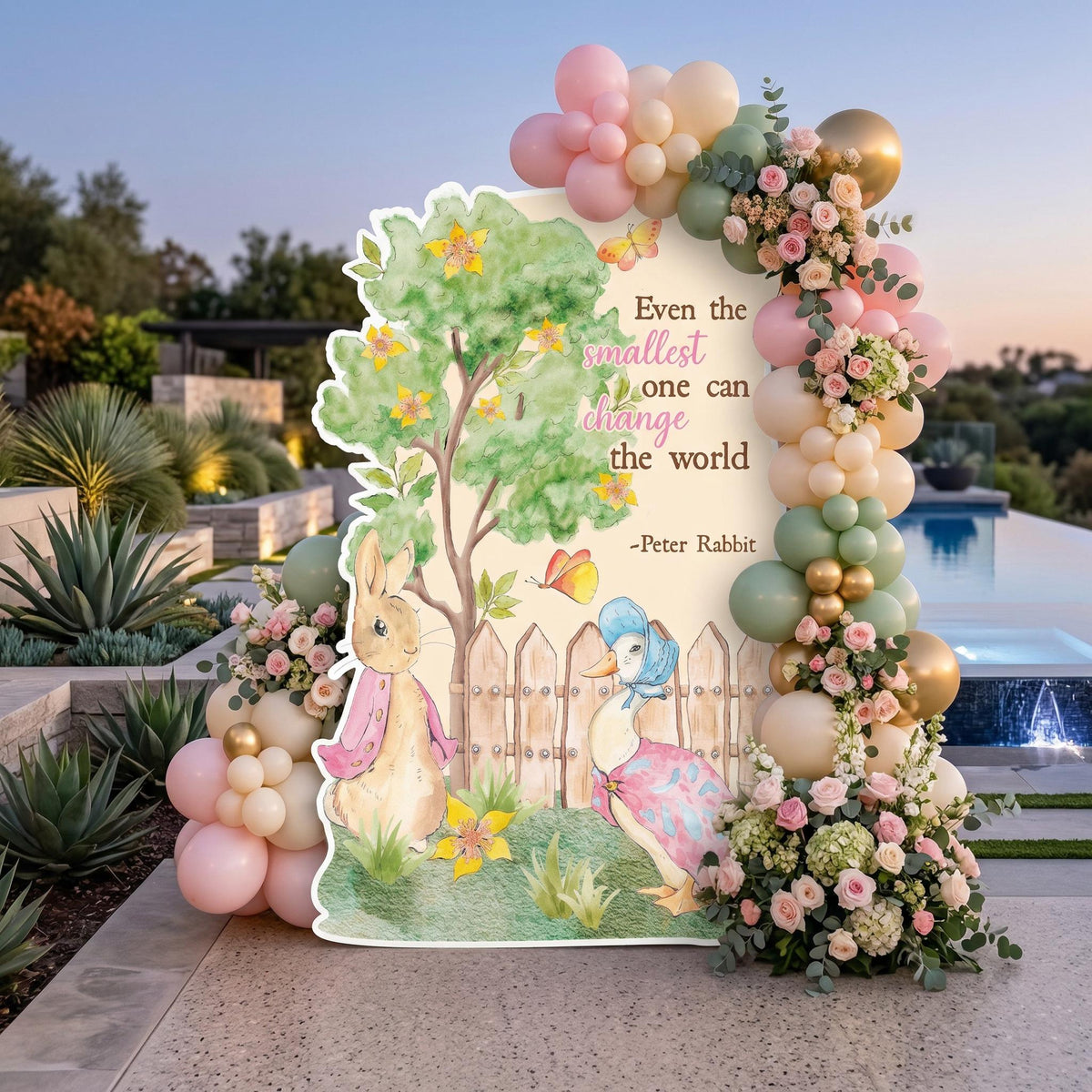 Pink Garden Bunny Cutouts (Garden Fence Arch), Bunny Baby Shower, Newborn Backdrop, Easter Bunny, Standee, Girls 1st Birthday