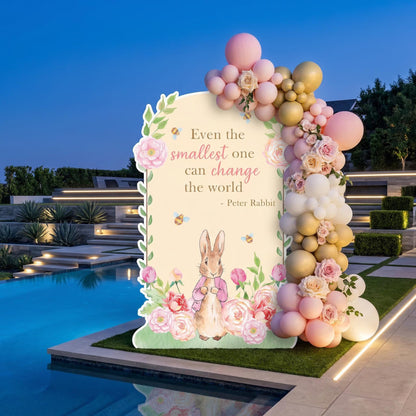 Pink Garden Bunny Cutouts (Pink Floral Arch), Bunny Baby Shower, Newborn Backdrop, Easter Bunny, Standee, Girls 1st Birthday