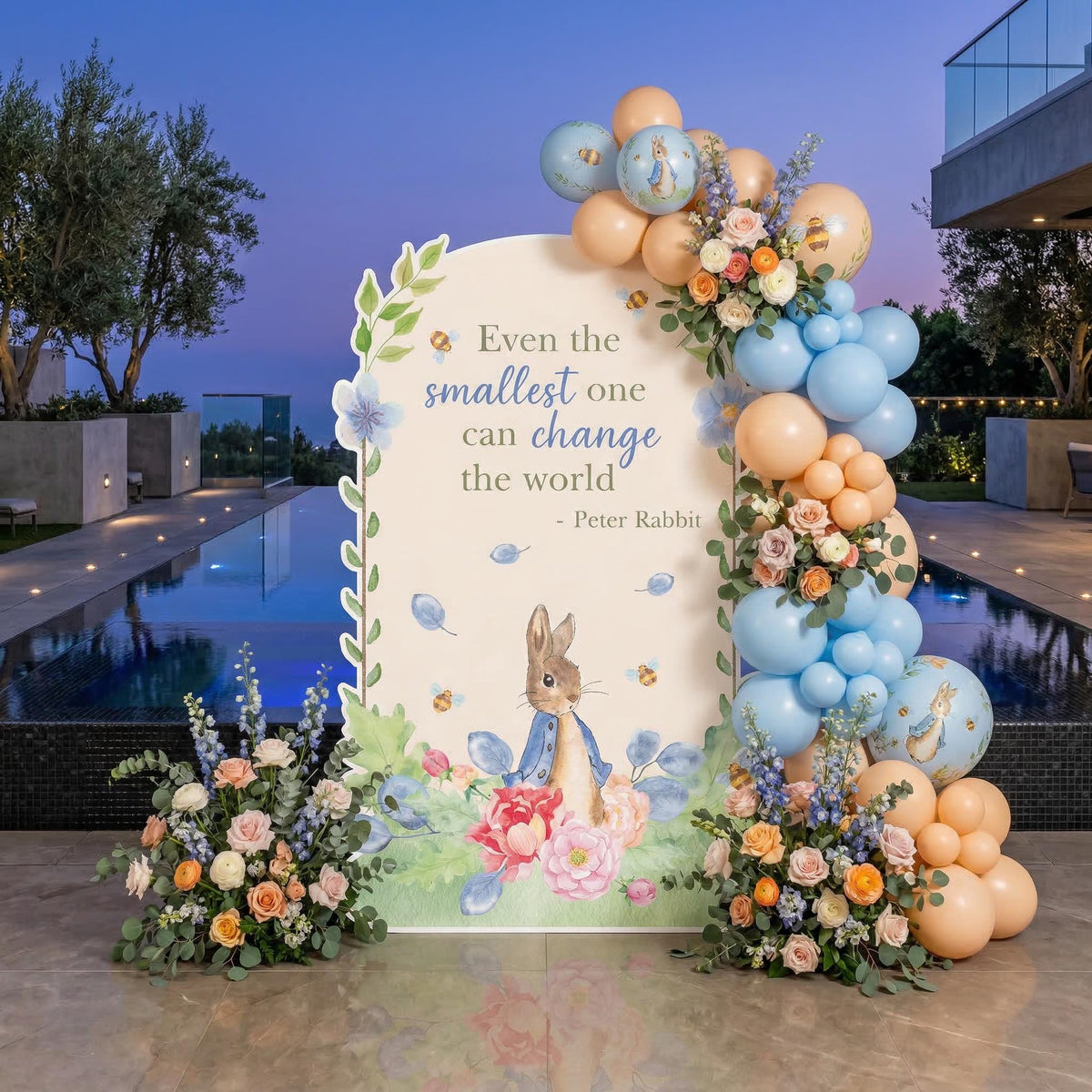 Blue Garden Bunny Cutouts (Blue Floral Quote Arch), Bunny Baby Shower, Newborn Backdrop, Easter Bunny, Standee, Boys 1st Birthday
