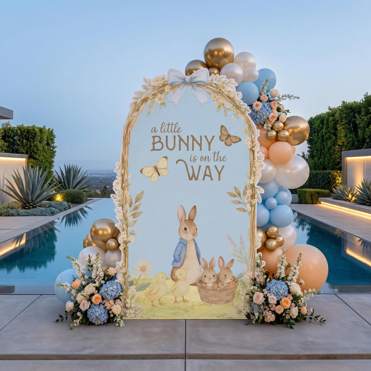 Blue Garden Bunny Cutouts (Bunny On The Way), Bunny Baby Shower, Newborn Backdrop, Easter Bunny, Standee, Boys 1st Birthday