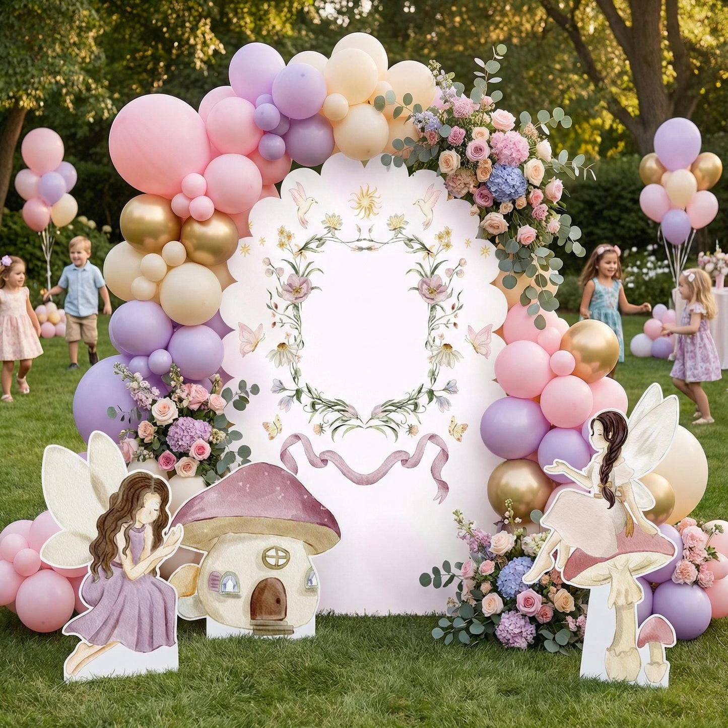 Fairy First Birthday Cutouts, Whimsical Baby Shower, Enchanted Fairy, Fairy tale, Pink Fairies, Centerpieces, Party Props, Mushroom House
