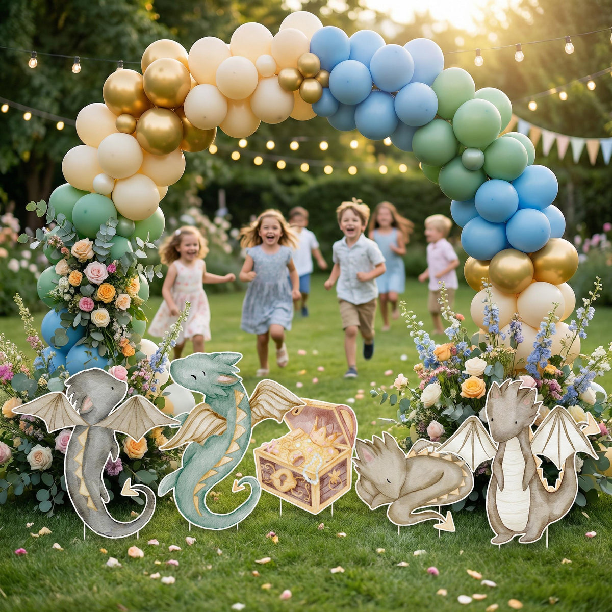 Dragons Cutouts Set of 5, Fantasy Birthday Decor, Party Props, Dragon Kingdom, Baby Shower, Storybook, Fairy Tale