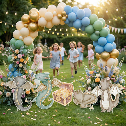 Dragons Cutouts Set of 5, Fantasy Birthday Decor, Party Props, Dragon Kingdom, Baby Shower, Storybook, Fairy Tale