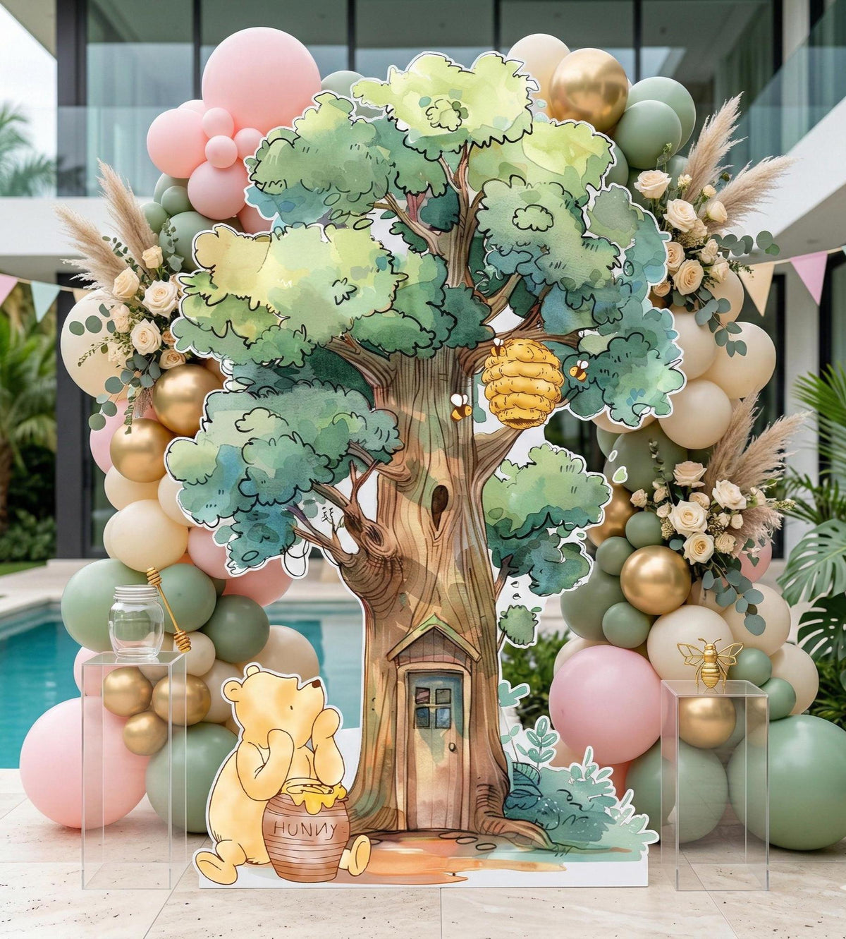 Classic Honey Bear Cutout Decoration (Tree & Bear), Baby Shower Decor, Backdrop, Yard Sign, Honey Bear, Baby Birthday, Classic Bear, Gender Reveal