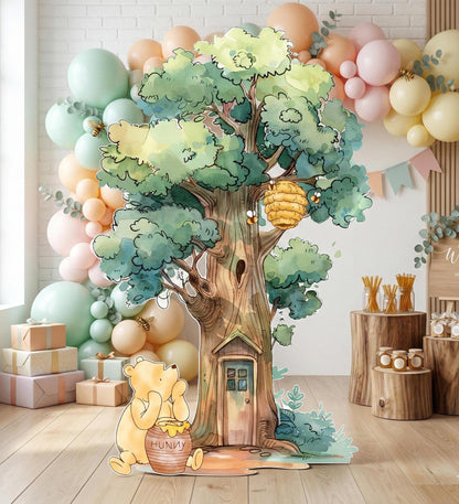 Classic Honey Bear Cutout Decoration (Tree & Bear), Baby Shower Decor, Backdrop, Yard Sign, Honey Bear, Baby Birthday, Classic Bear, Gender Reveal