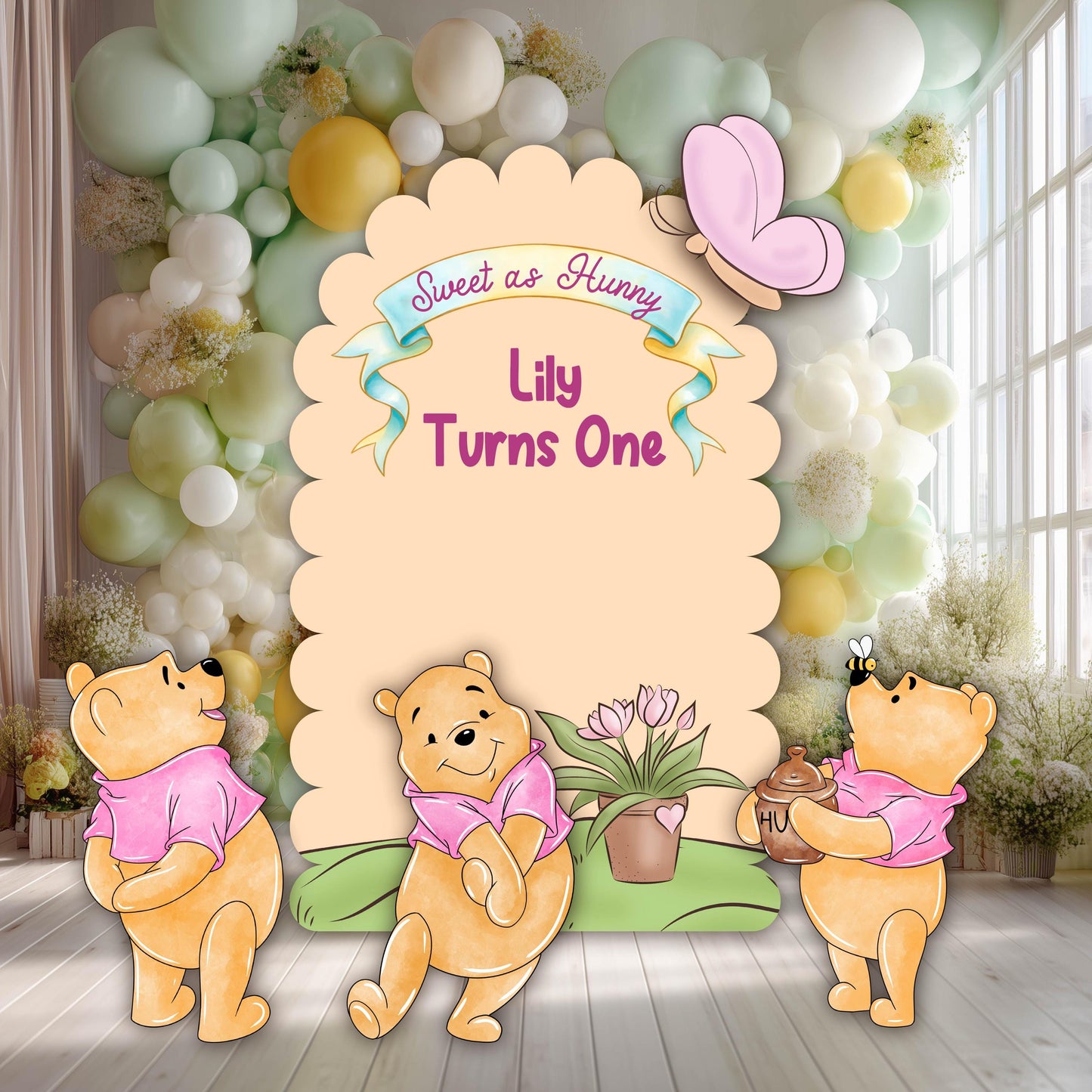 Pink Honey Bear Cutouts (Sweet as Hunny Arch), Baby Shower Decor, Backdrop, Baby Girl, Bear Props, 1st Birthday, Centerpieces